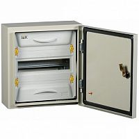 Распределительный шкаф PRO, 12 мод., IP54, навесной, сталь, серая дверь |  код. MKM16-N-12-54-ZU |  IEK